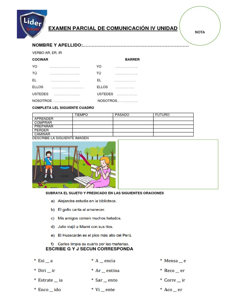 Examen Parcial de Comunicación Iv Unidad | PDF