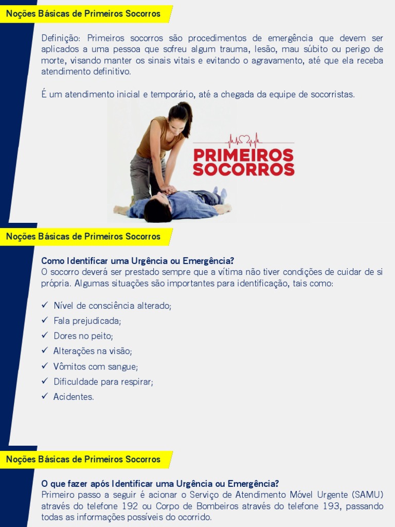 Slides Primeiros Socorros | Download grátis PDF | Reanimação ...
