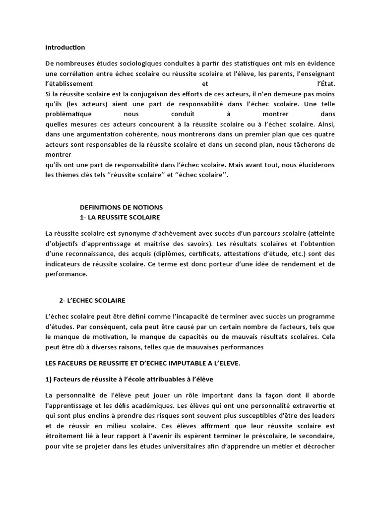 Facteurs de réussite et d'échec scolaire | PDF | Motivation | Motivant