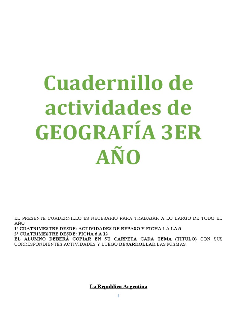 Cuadernillo de GEOGRAFÍA 3ER AÑO | Descargar gratis PDF | Clima | Clima ...