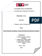 Semana 15 - Tarea - Versión Borrador Del Artículo de Opinión