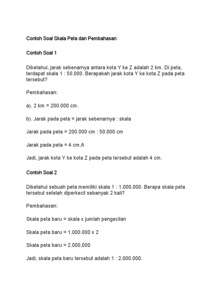 Contoh Soal Skala Peta Dan Pembahasan Pdf