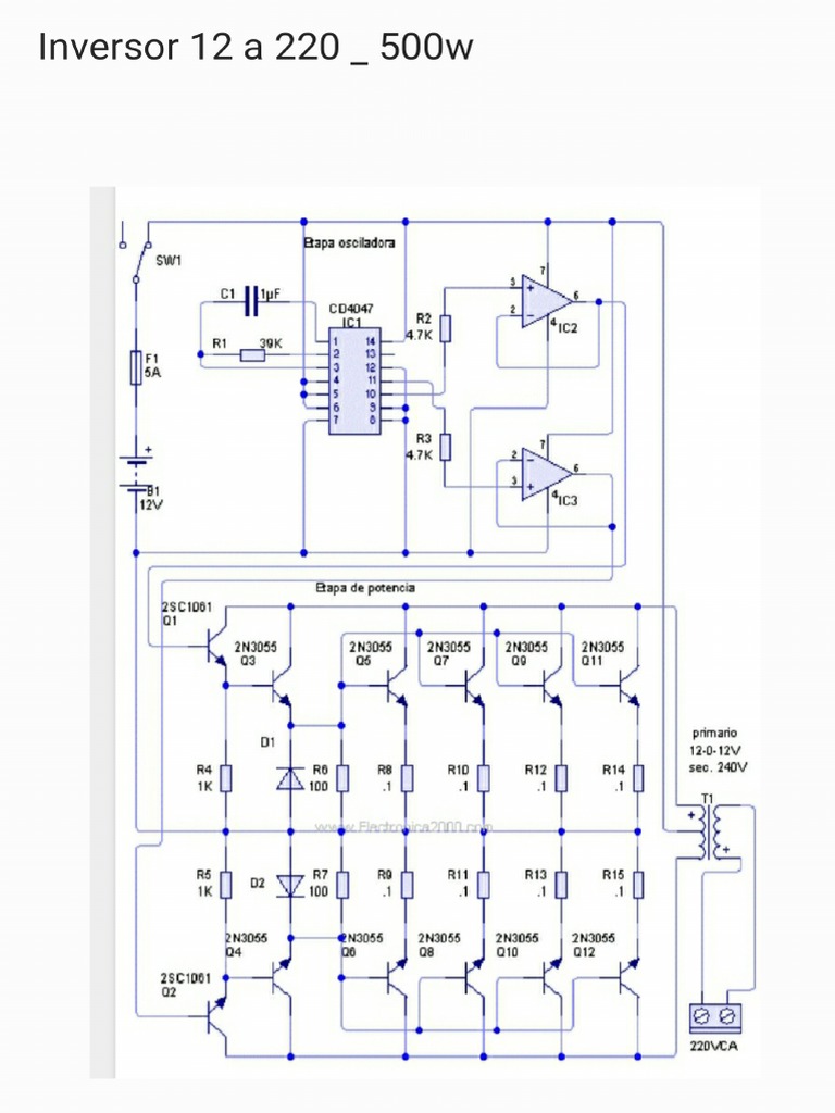 Inversor 12 A 220 V - 500W | PDF