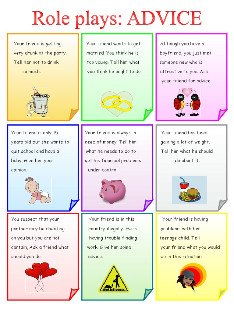 Role Plays Advice CLT Communicative Language Teaching Resources Conv