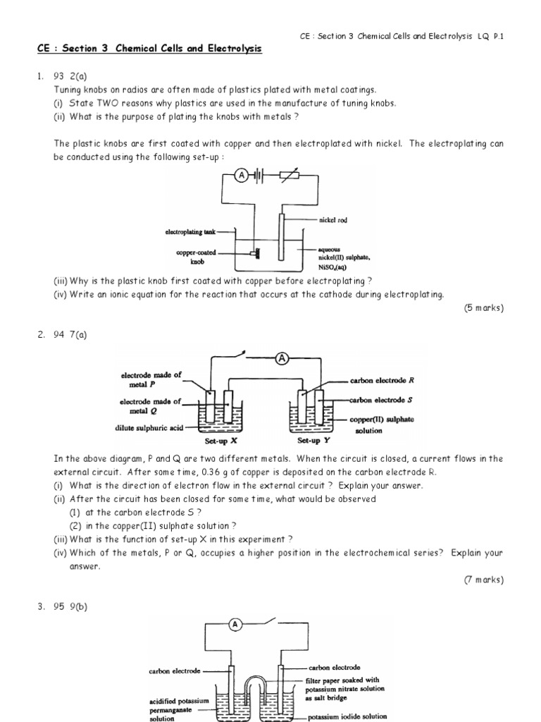 Chemistry Exam Practice Questions | PDF | Redox | Electrochemistry
