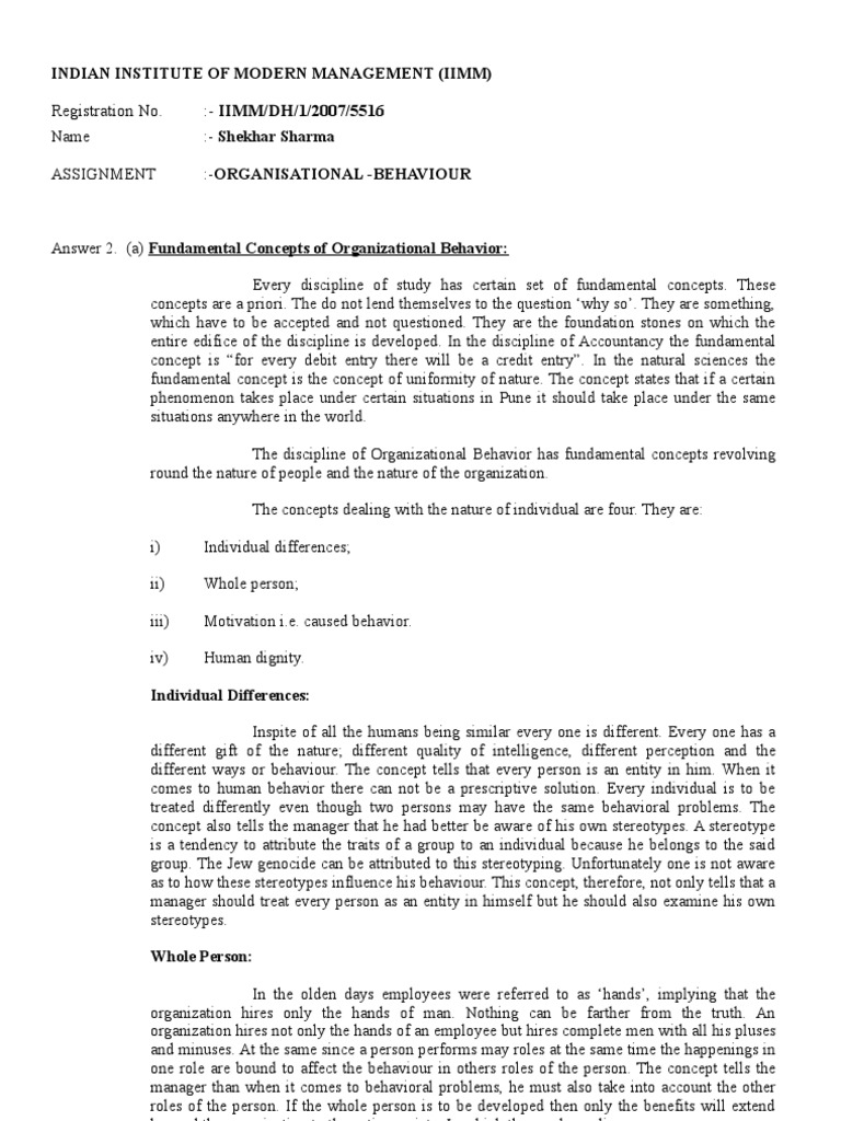 Organizational behavior assignment essays picture