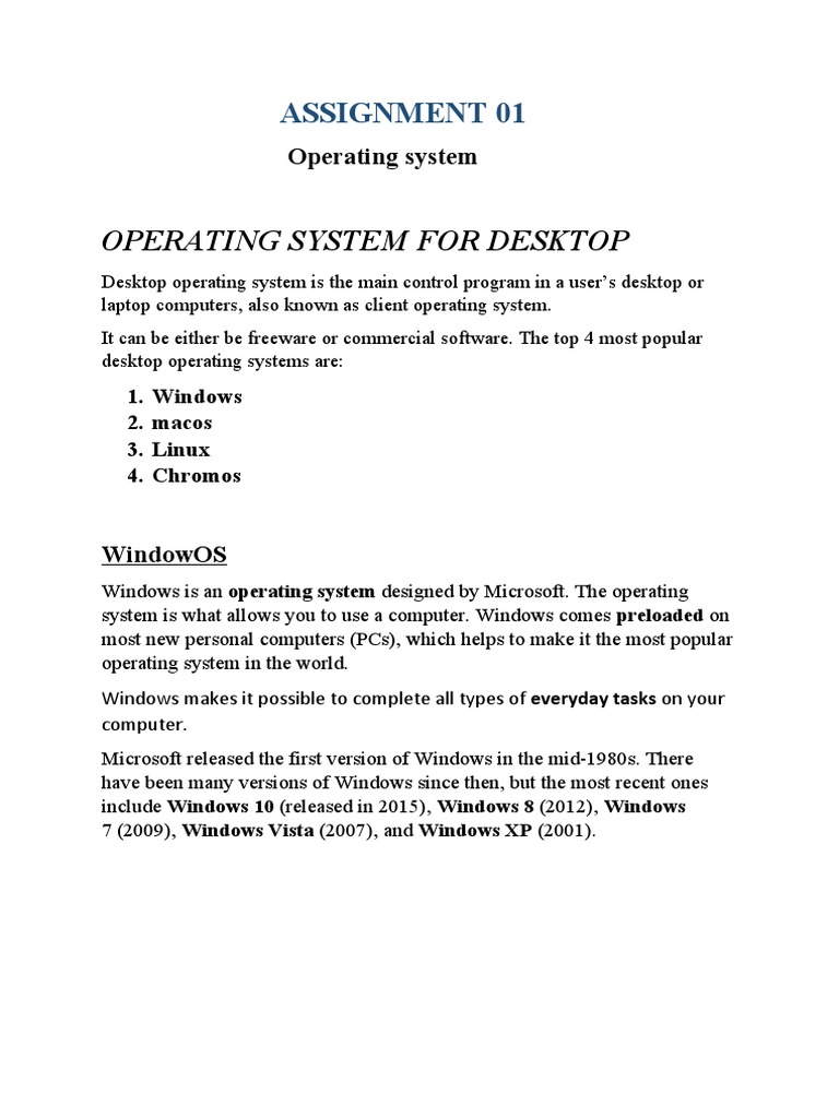 Operating System For Computers