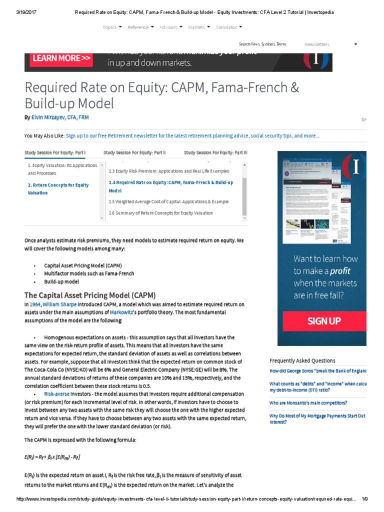 CAPM and Equity Risk Premium Models | PDF | Capital Asset Pricing Model ...