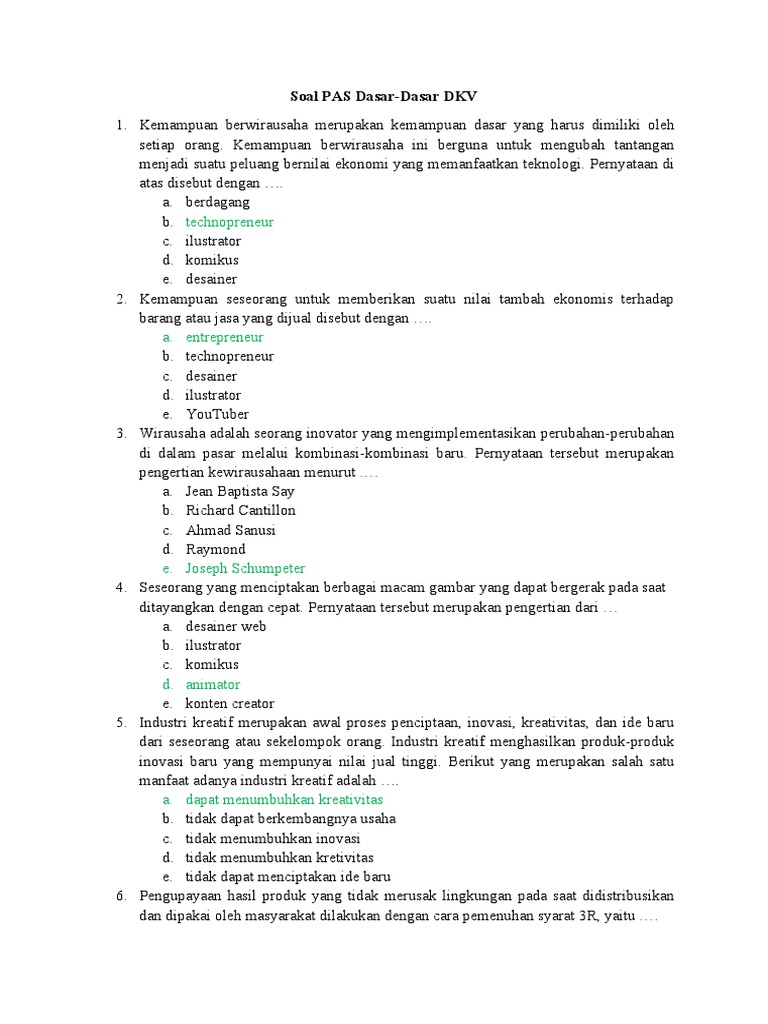 Soal Pas Dkv Pdf Metode Bahan Ajar