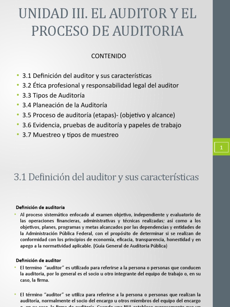 Unidad Iii. El Auditor y El Proceso de Auditoría | PDF | Auditoría ...