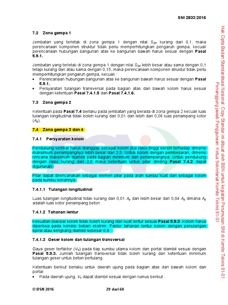 Ketentuan Jembatan Zona Gempa SNI 2833 | PDF | Teknologi & Rekayasa