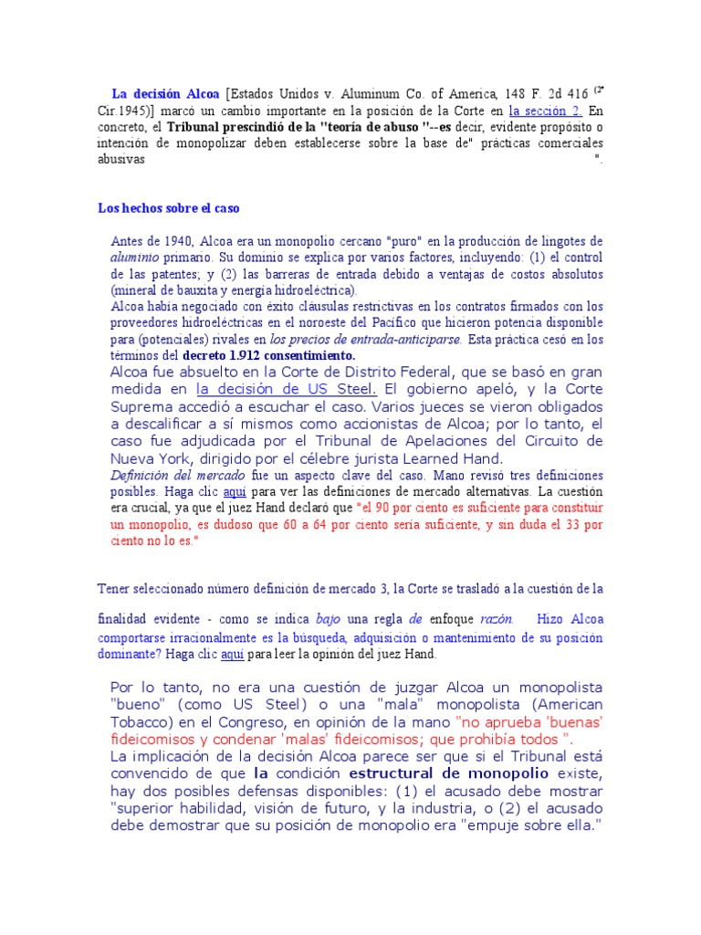 Alcoa 2 | PDF | Monopolio | Ley de Competencia