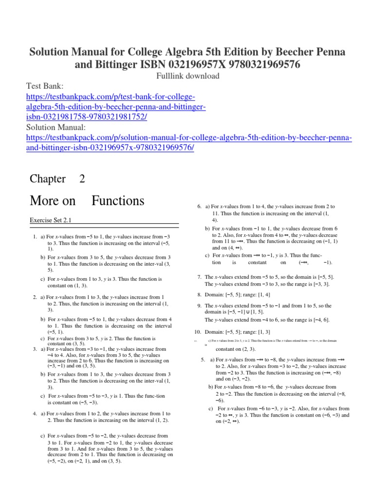 College Algebra 5th Edition by Beecher Penna and Bittinger ISBN ...