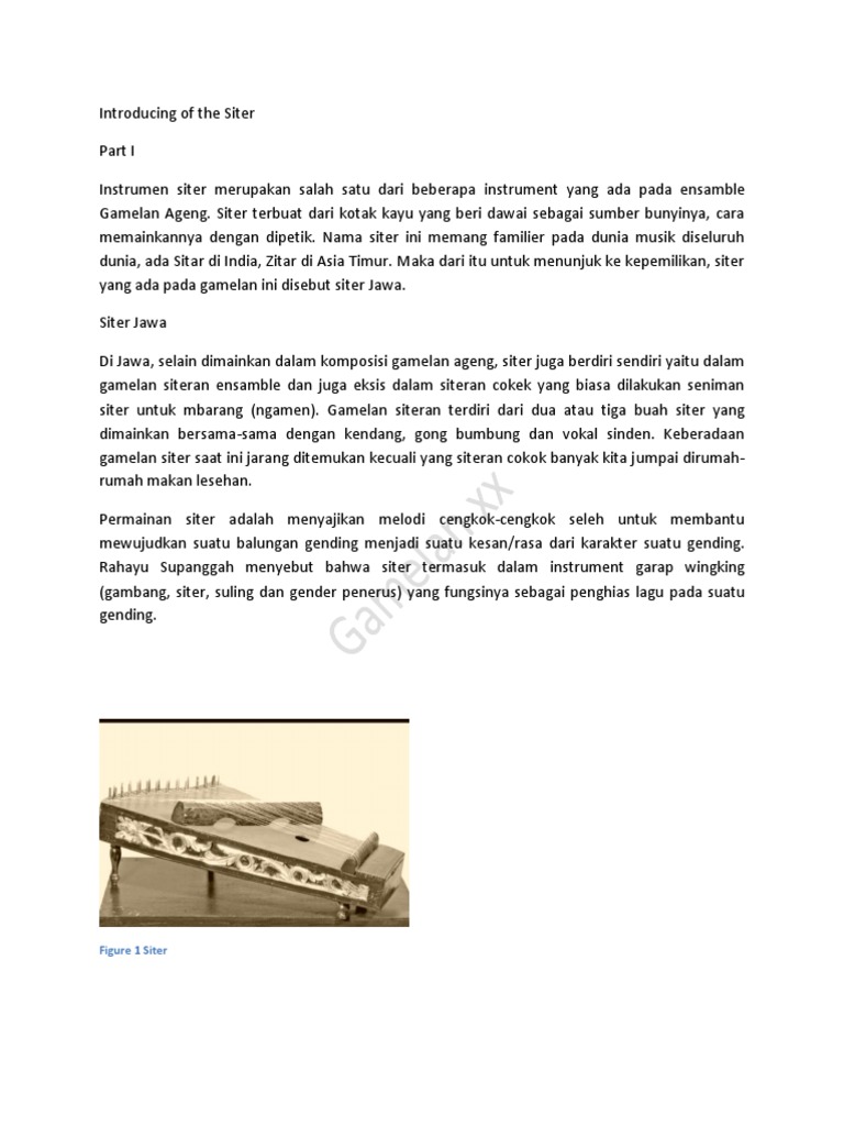 Memahami Alat Musik Siter Jawa | PDF