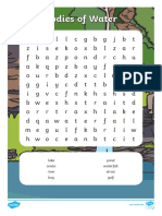 Bodies of Water Word Search English - Ver - 1