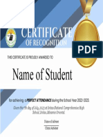 Perfet Attendance Certificate