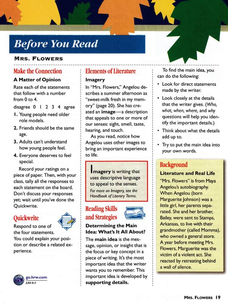 Mrs Flowers Text Pdf