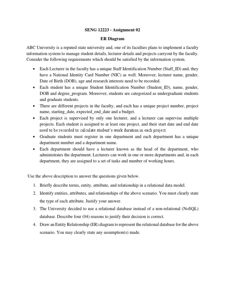 ER Diagram Assignment for Faculty System | PDF