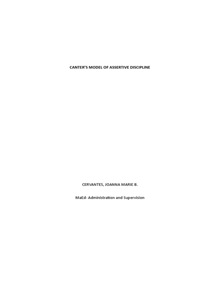 Canter's Assertive Discipline Overview | PDF | Teachers | Cognitive Science