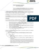 Terminos y Condiciones de Utiliacion Del Certificado Digital PN - Indigital