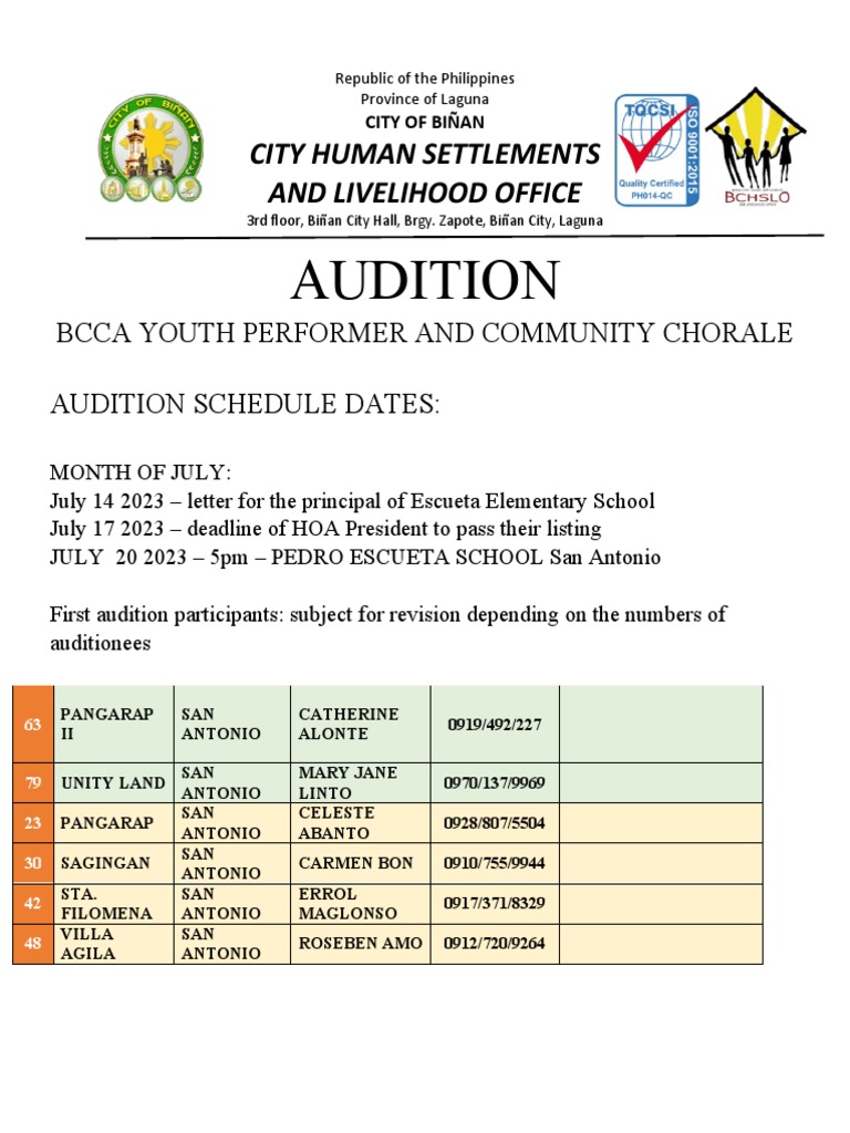 Performer Audition Process | PDF | Performing Arts | Entertainment