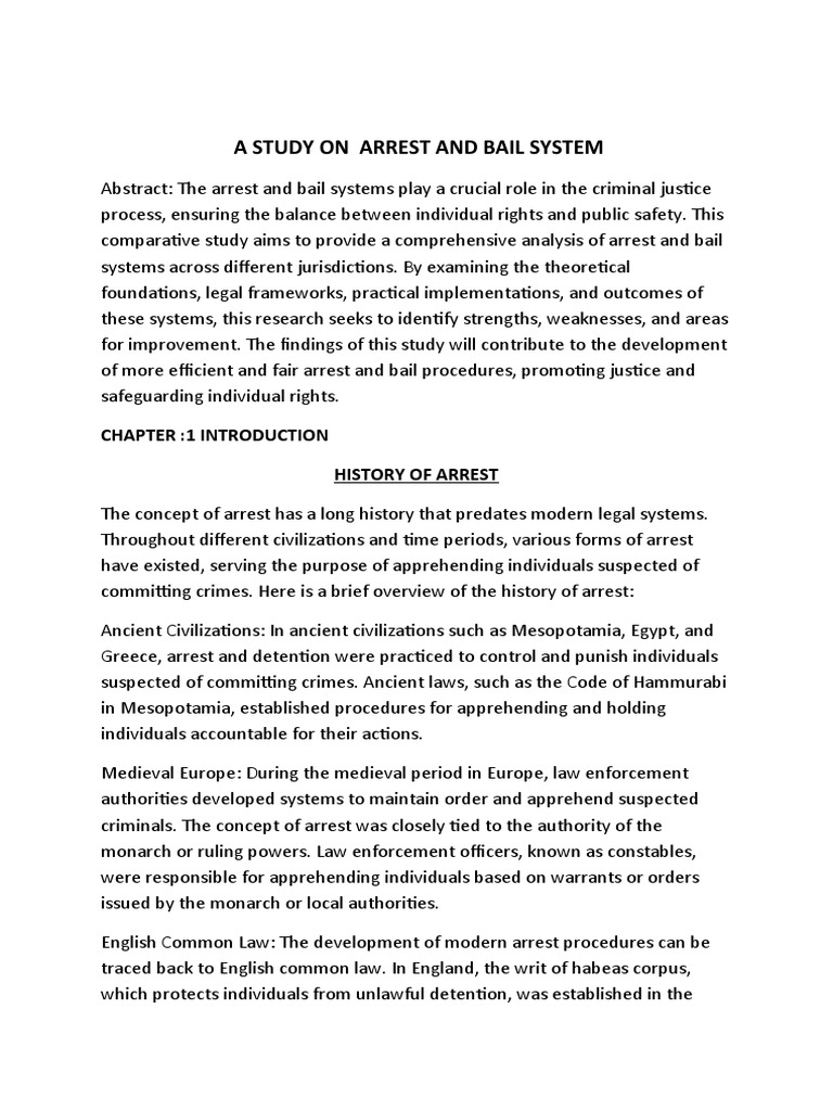 Comparative Study of Arrest and Bail Systems | PDF | Bail | Arrest