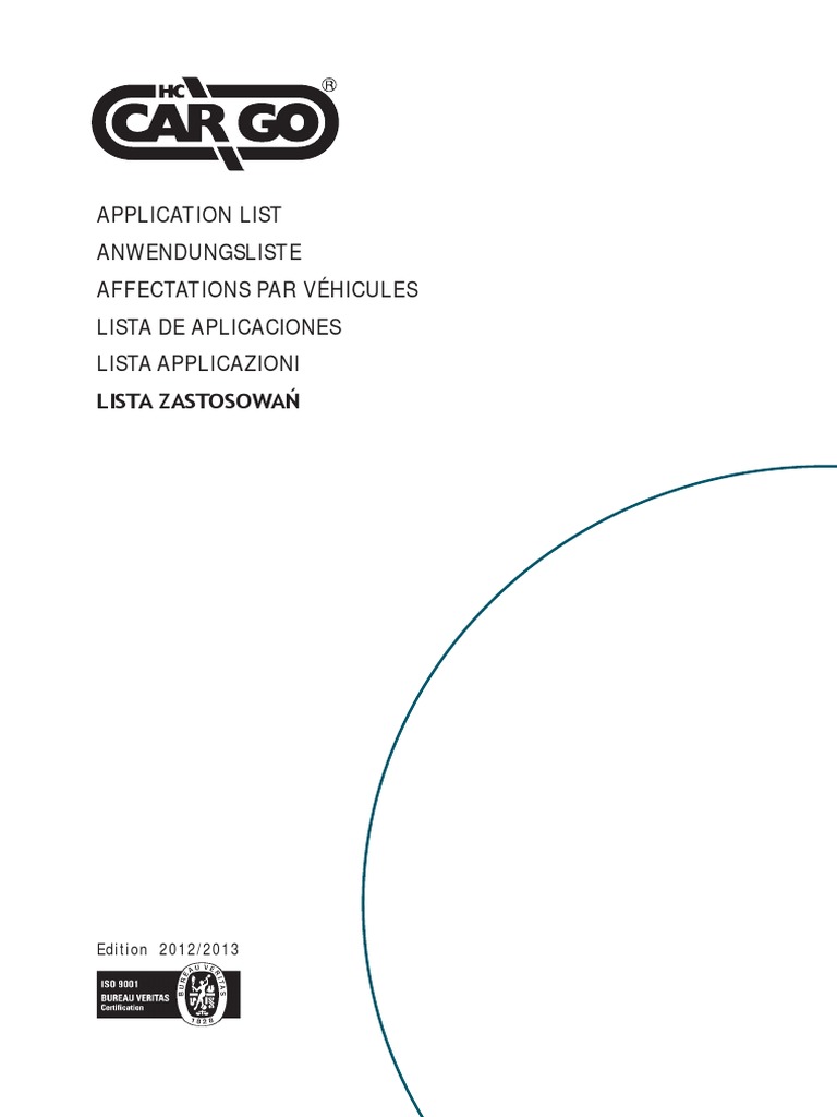 Alfa Romeo Application List 2012/2013 | PDF | Front Wheel Drive