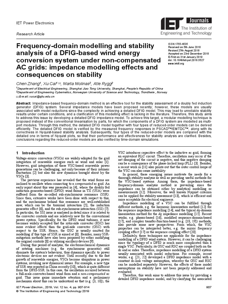 Frequency Domain Modelling and Stability Analysis | PDF | Electrical ...