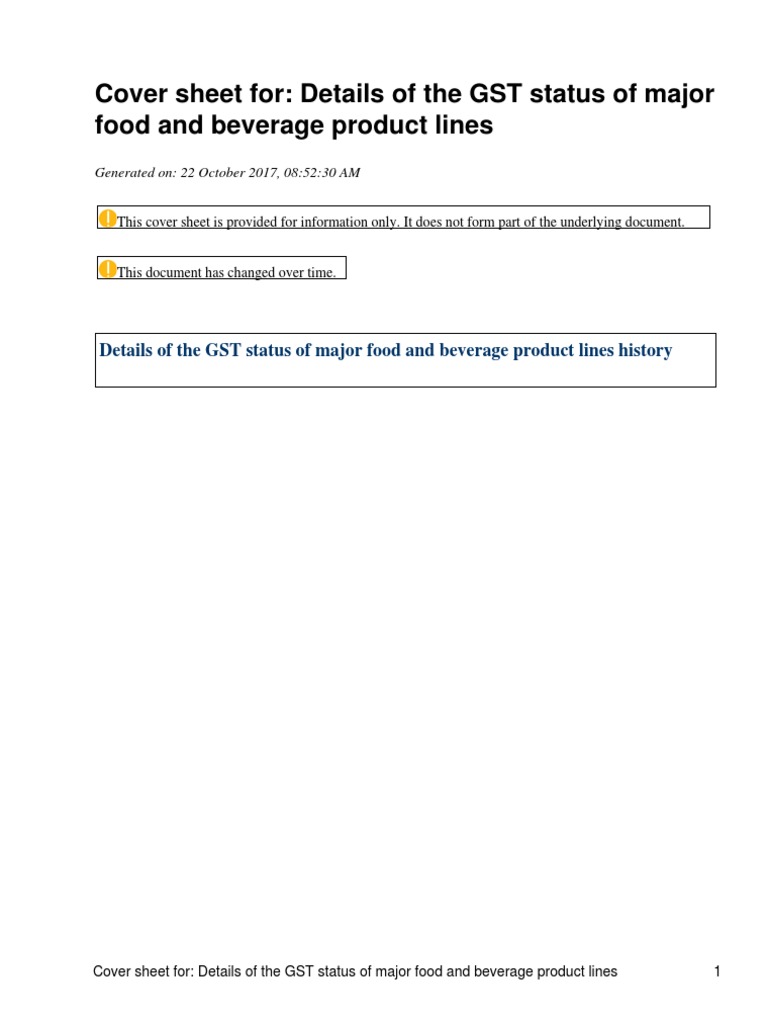 GST Food Item List PDF Drink Antioxidant