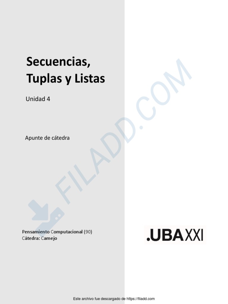 Tuplas y Listas en Python | PDF | Lenguaje de programación | Cadena ...
