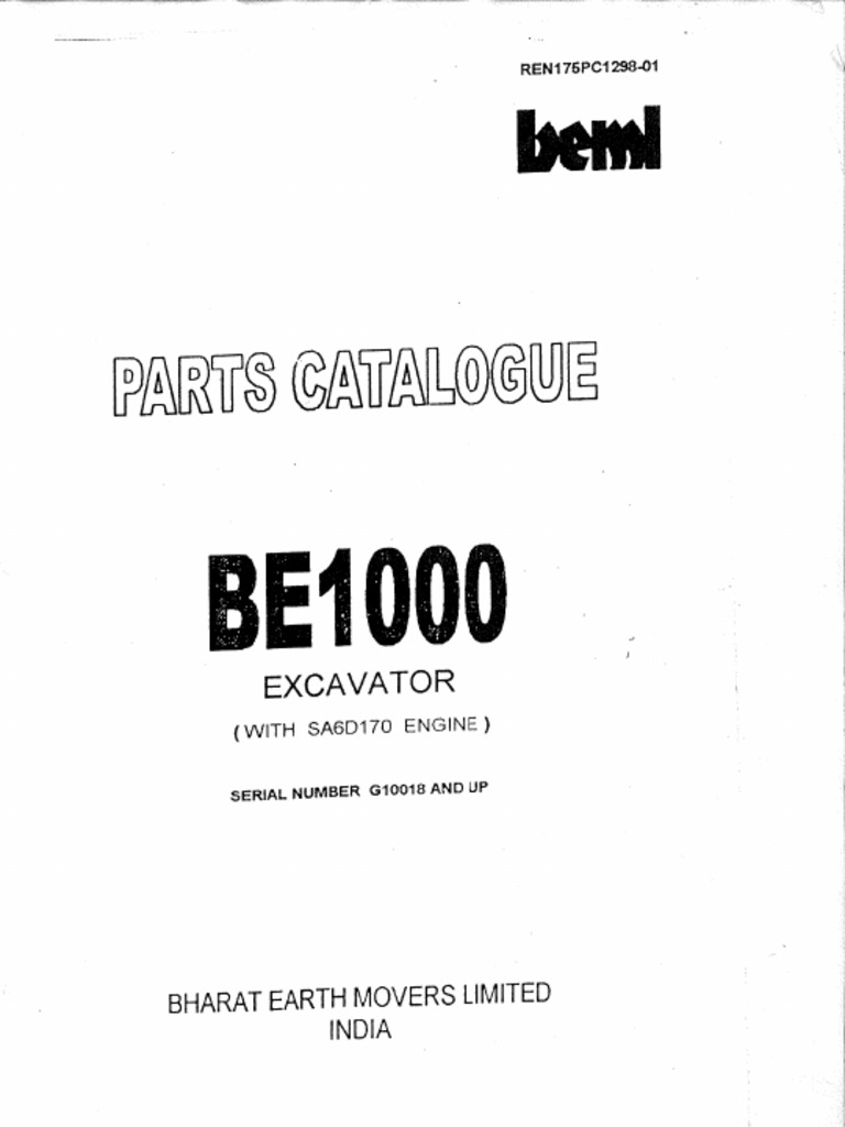 BEML BE1000 Excavator Parts Catalogue | PDF | Valve | Washer (Hardware)