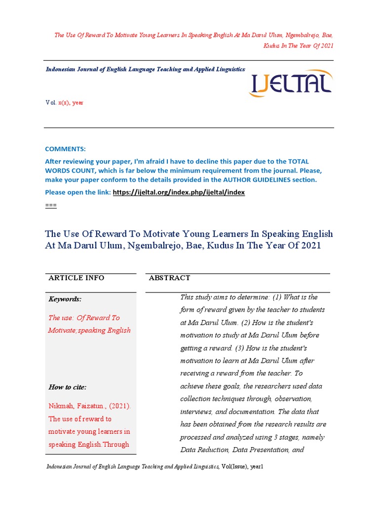 Motivating Students with Rewards in English | PDF | Motivation ...