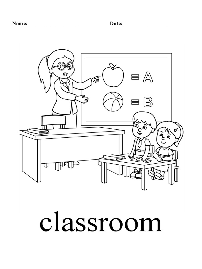Classroom Coloring Page | PDF