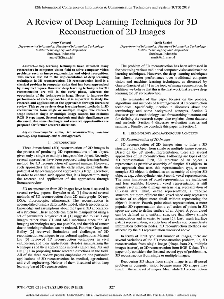 A Review of Deep Learning Techniques For 3D Reconstruction of 2D Images ...