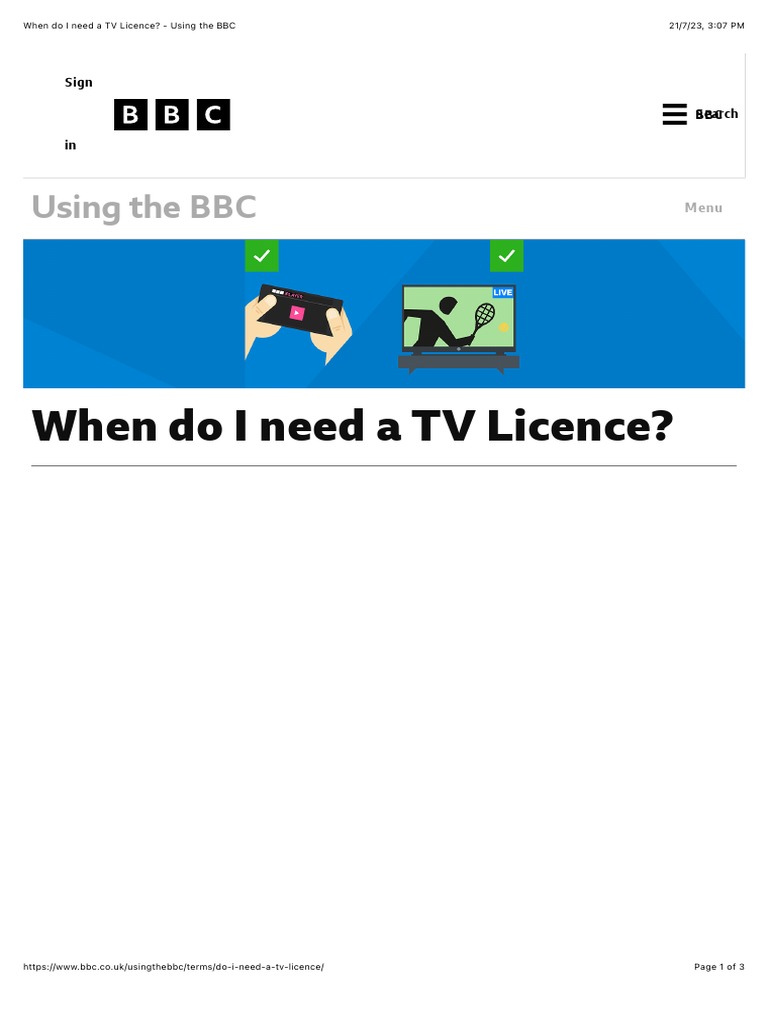 When do i need a tv licence using the bbc pdf