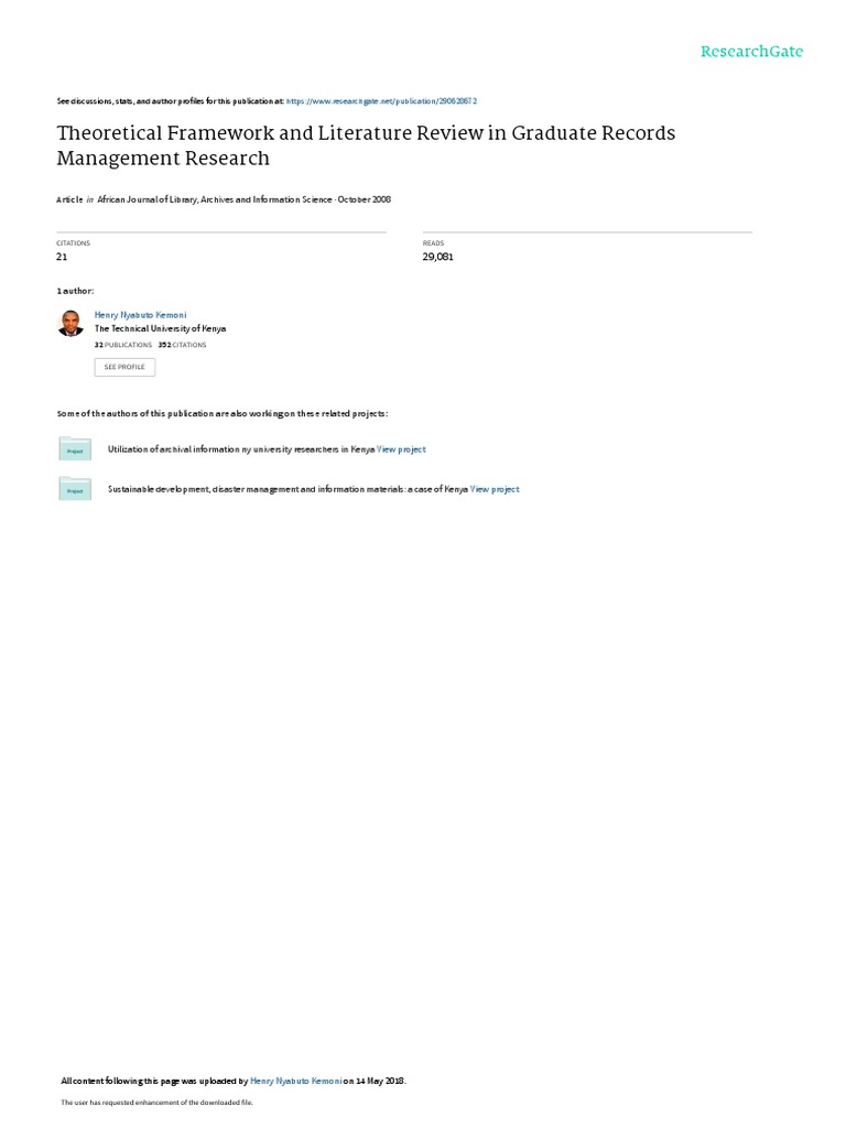 Theoretical Framework And Literature Review In Graduate Records