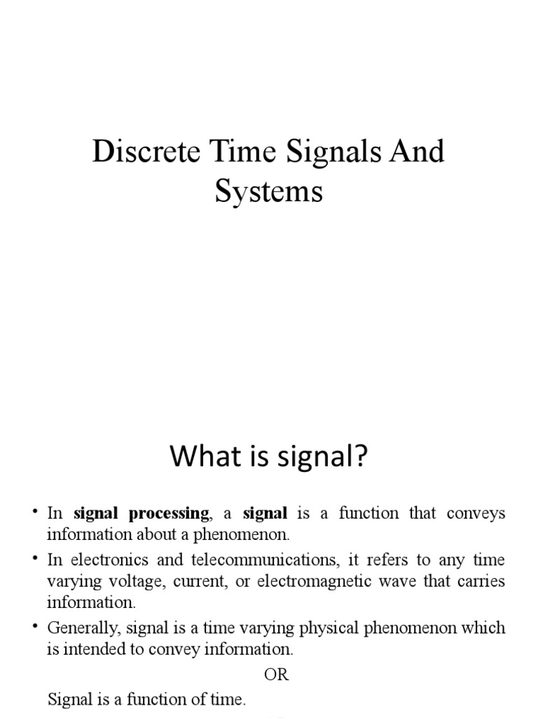 Discrete Time Signals and Systems Overview | PDF | Analog To Digital ...