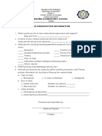 Pre-Observation-Form Template For Teachers