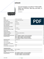 Product Datasheet: Circuit Breaker Compact Nsx100F, 36ka at 415vac, Ma Trip Unit 50A, 3 Poles 3D