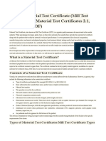 Material Test Certificates 2.1, 2.2, 3.1, 3.2