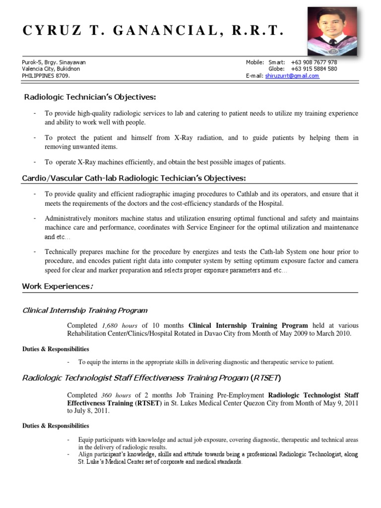 Radiologic Technologist, Experienced Cardio/Vascular Cath-Lab Rad-Tech ...