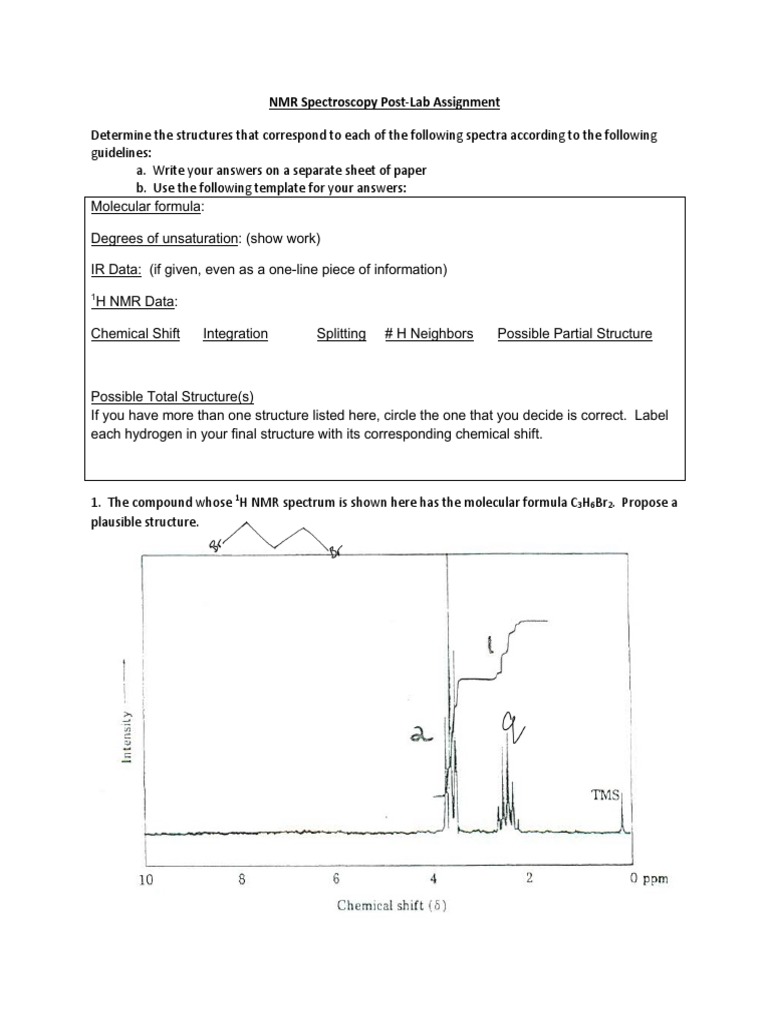 NMR Spectroscopy Post Lab PDF