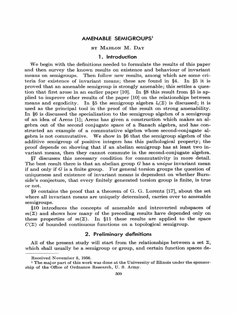 1957 m m day amenable semigroups pdf group mathematics banach