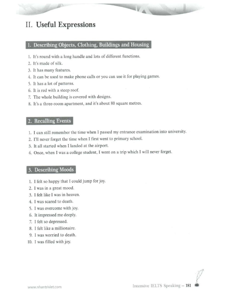 Useful Expressions For Ielts Speaking | PDF