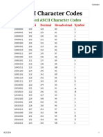 ASCII Character Codes - Extended