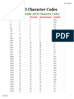 ASCII Character Codes Non-Printable