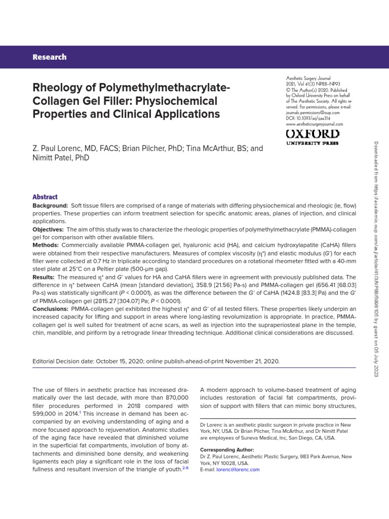 Rheology Filler Jurnal PDF Injection (Medicine) Rheology