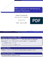 On The Hansen-Mullen Conjecture For Self-Reciprocal Irreducible Polynomials