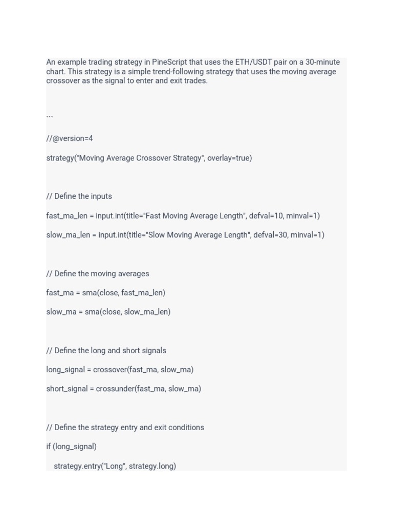 An Example Trading Strategy in PineScript That Uses The ETH - USDT Pair ...