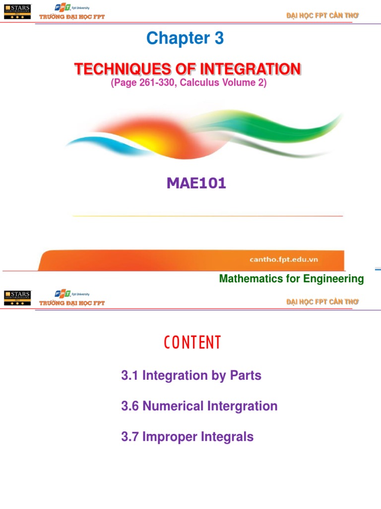 MAE101 CAL V2 Chapter 6 - Techniquse of Integration | PDF | Integral ...